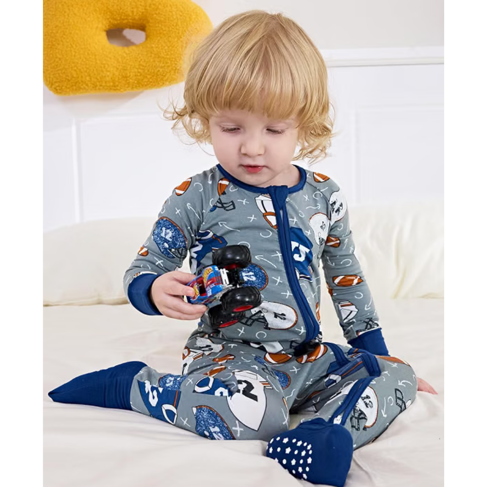 Football Baby Convertible Romper Zipper, Football Convertible Romper For Baby BB0413