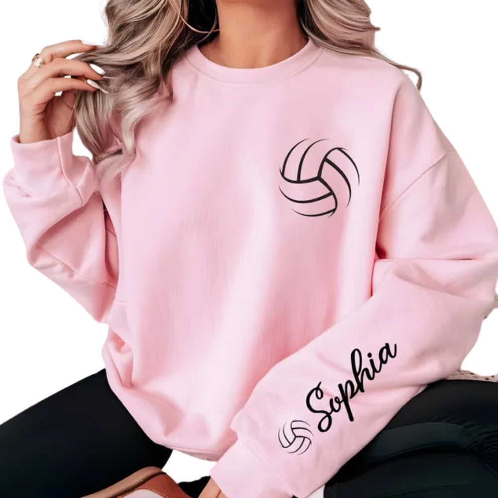 Custom Volleyball Sweatshirt With Name On Sleeve, Custom Volleyball Sweatshirt 2D0386