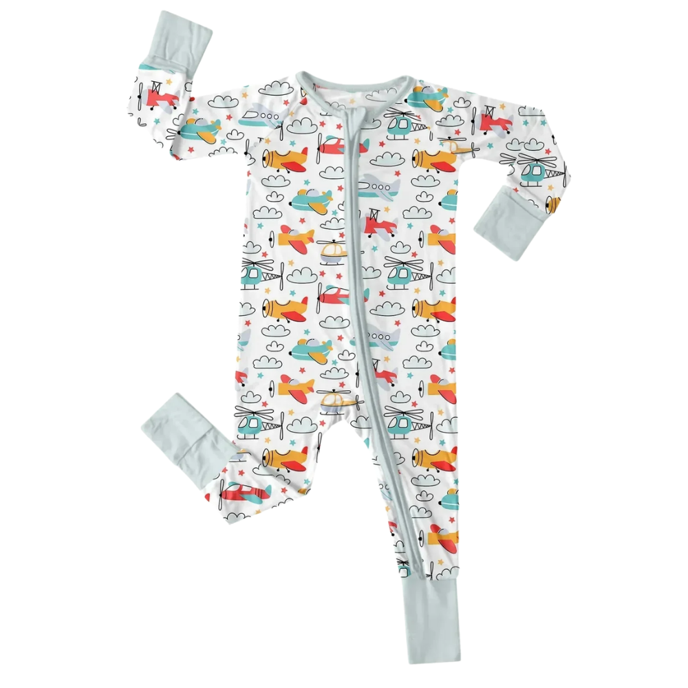 Aircraft Helicopters Baby Convertible Romper Zipper, Airplane Baby Romper Convertible BB0822