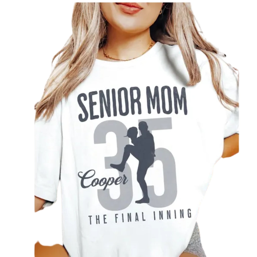 Custom Baseball Senior Mom T Shirts, Custom Matching Baseball Family Shirts ET0569