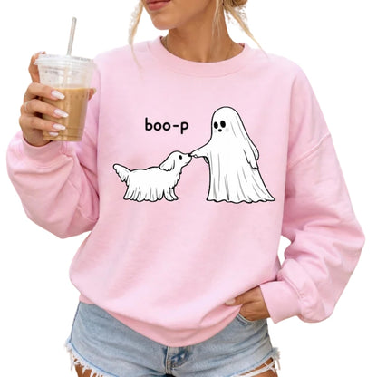 Boo-p Ghost And Dog Cute Sweatshirt, Halloween Sweatshirt For Dog Lover 2D0935