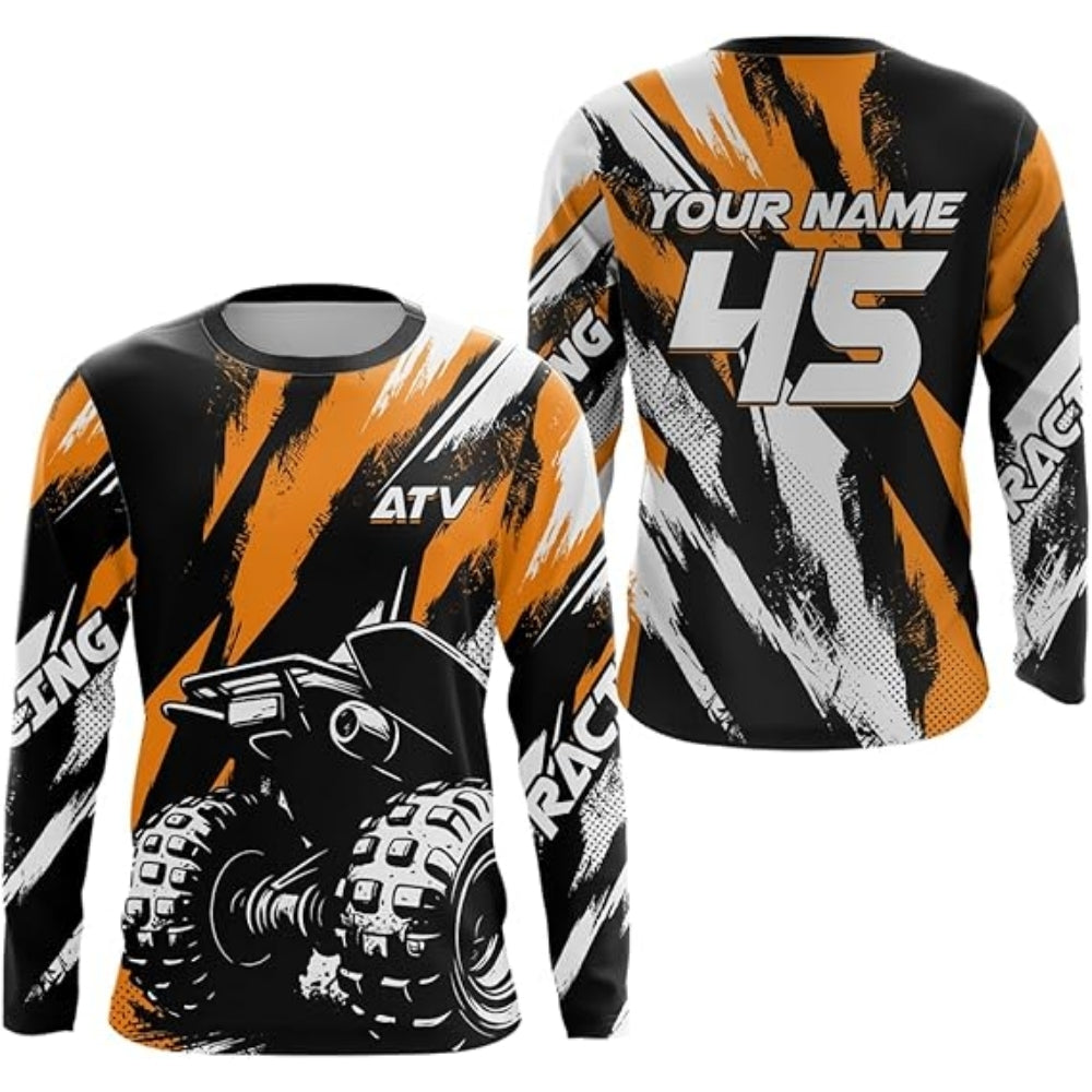 Custom Men's ATV Racing Blue Long Sleeve Jersey, Custom ATV Shirts MZ0018