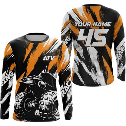 Custom Men's ATV Racing Blue Long Sleeve Jersey, Custom ATV Shirts MZ0018