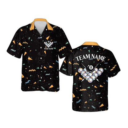 Custom Geometric 8 Ball Biiliard Hawaiian Shirt Mens, Custom Billiard Team Shirts BIE0046