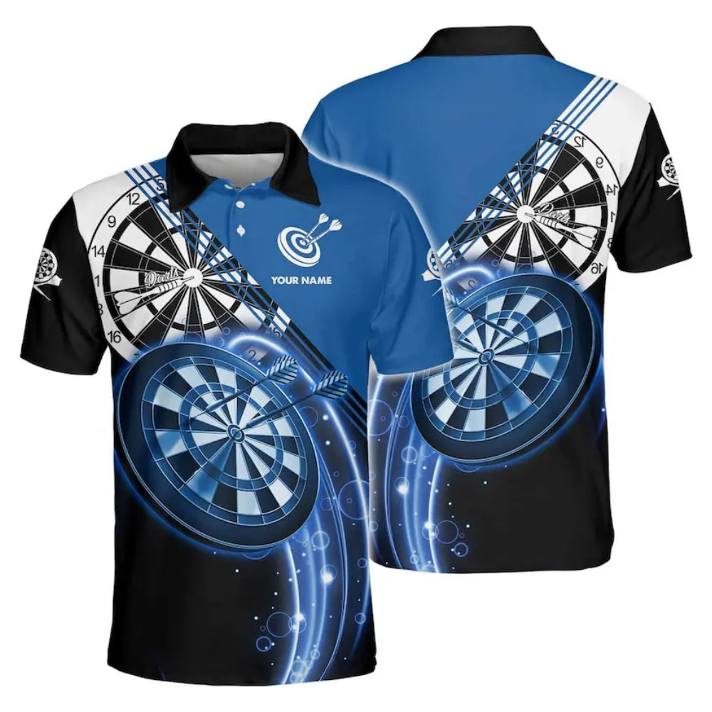 Custom Blue Dartboard Darts Polo Shirt Men, Custom Dart Shirts For Mens DZ0036