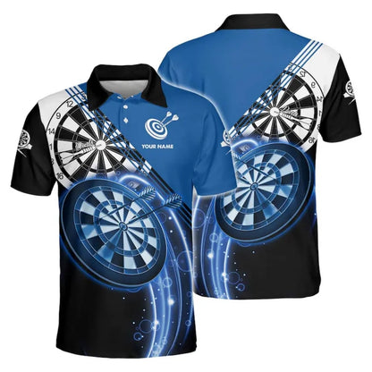 Custom Blue Dartboard Darts Polo Shirt Men, Custom Dart Shirts For Mens DZ0036