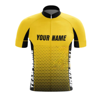 Custom Team Black And Yellow Cycling Short Sleeve Jersey Mens, Custom Team Cycling Jerseys  CG0422