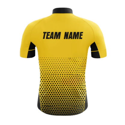 Custom Team Black And Yellow Cycling Short Sleeve Jersey Mens, Custom Team Cycling Jerseys  CG0422