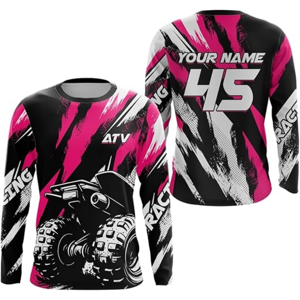 Custom Men's ATV Racing Blue Long Sleeve Jersey, Custom ATV Shirts MZ0018