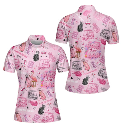Par Then Par Flamingo Women's Golf Polo Shirt, Funny Flamingo Golf Shirts For Ladies GE0322