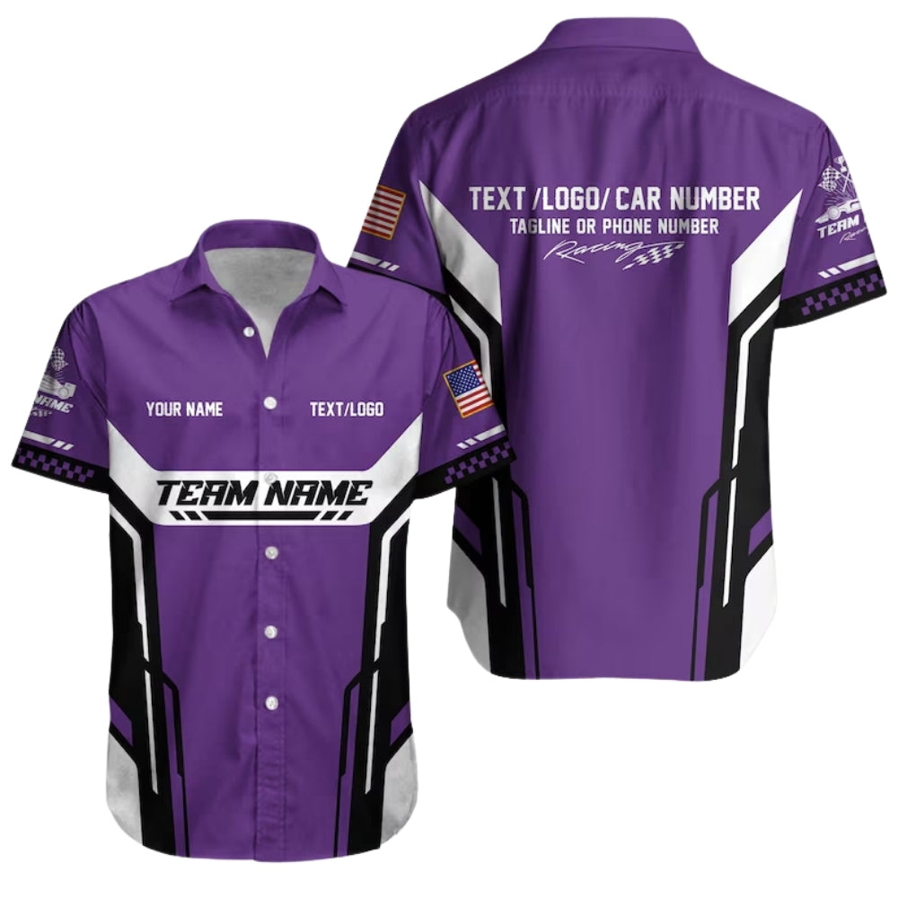Personalized Racing Car Hawaiian Shirt, Custom Team Race Car Uniform HE0217