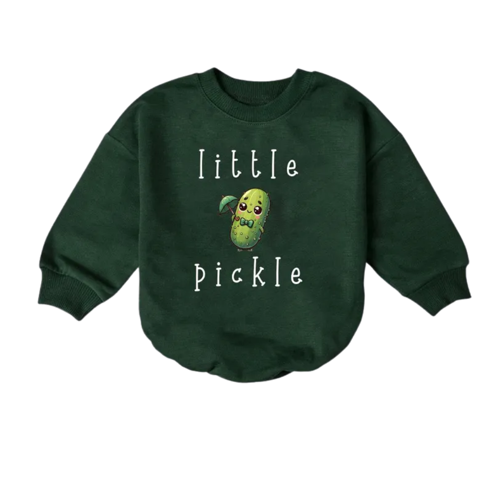 Little Pickle Baby Romper Sweatshirt, Pickle Lover Baby Romper Sweater BB0466