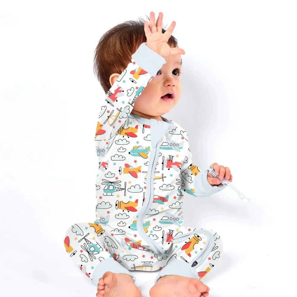 Aircraft Helicopters Baby Convertible Romper Zipper, Airplane Baby Romper Convertible BB0822