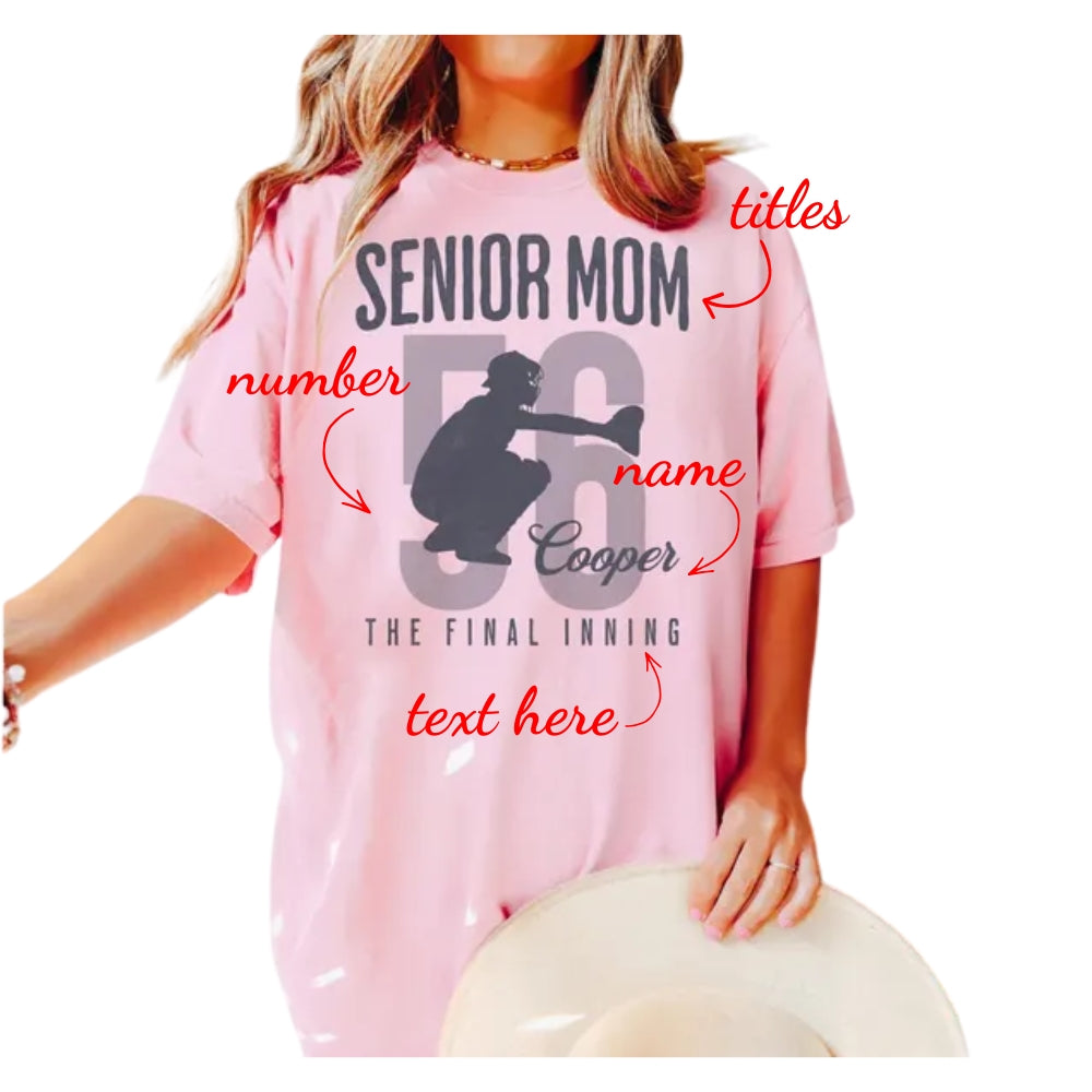 Custom Baseball Senior Mom T Shirts, Custom Matching Baseball Family Shirts ET0569