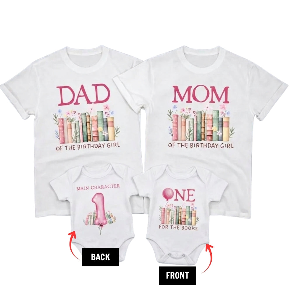 One For The Book Custom Family Birthday Girl Matching T Shirt, Personalized Book First Birthday Family Shirts ET1071