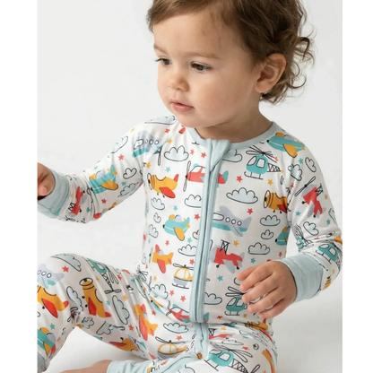 Aircraft Helicopters Baby Convertible Romper Zipper, Airplane Baby Romper Convertible BB0822