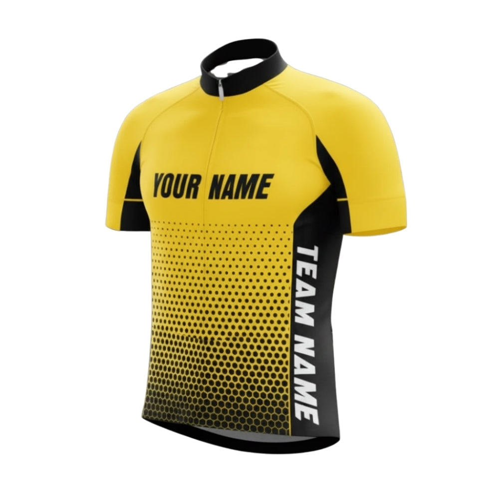 Custom Team Black And Yellow Cycling Short Sleeve Jersey Mens, Custom Team Cycling Jerseys  CG0422