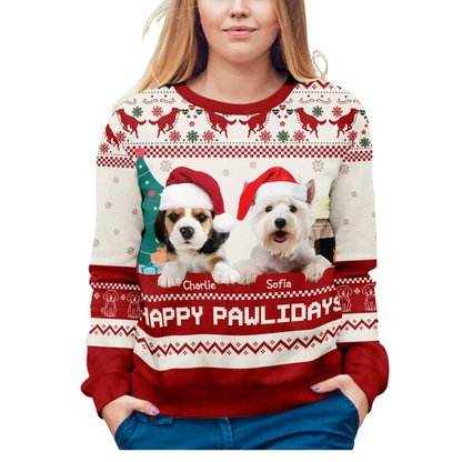 Custom Dog Photo Christmas Ugly Sweatshirt For Men Women, Custom Pet Ugly Christmas Sweater 2D1145