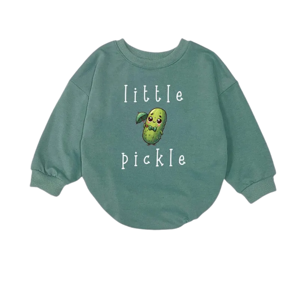 Little Pickle Baby Romper Sweatshirt, Pickle Lover Baby Romper Sweater BB0466
