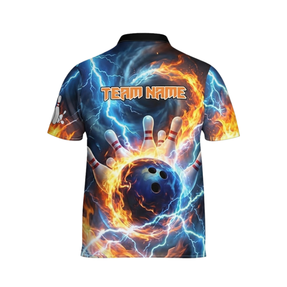 Custom Fire Thunder Bowling Jersey For Men, Custom Flame Bowling Team Shirt BZ0980