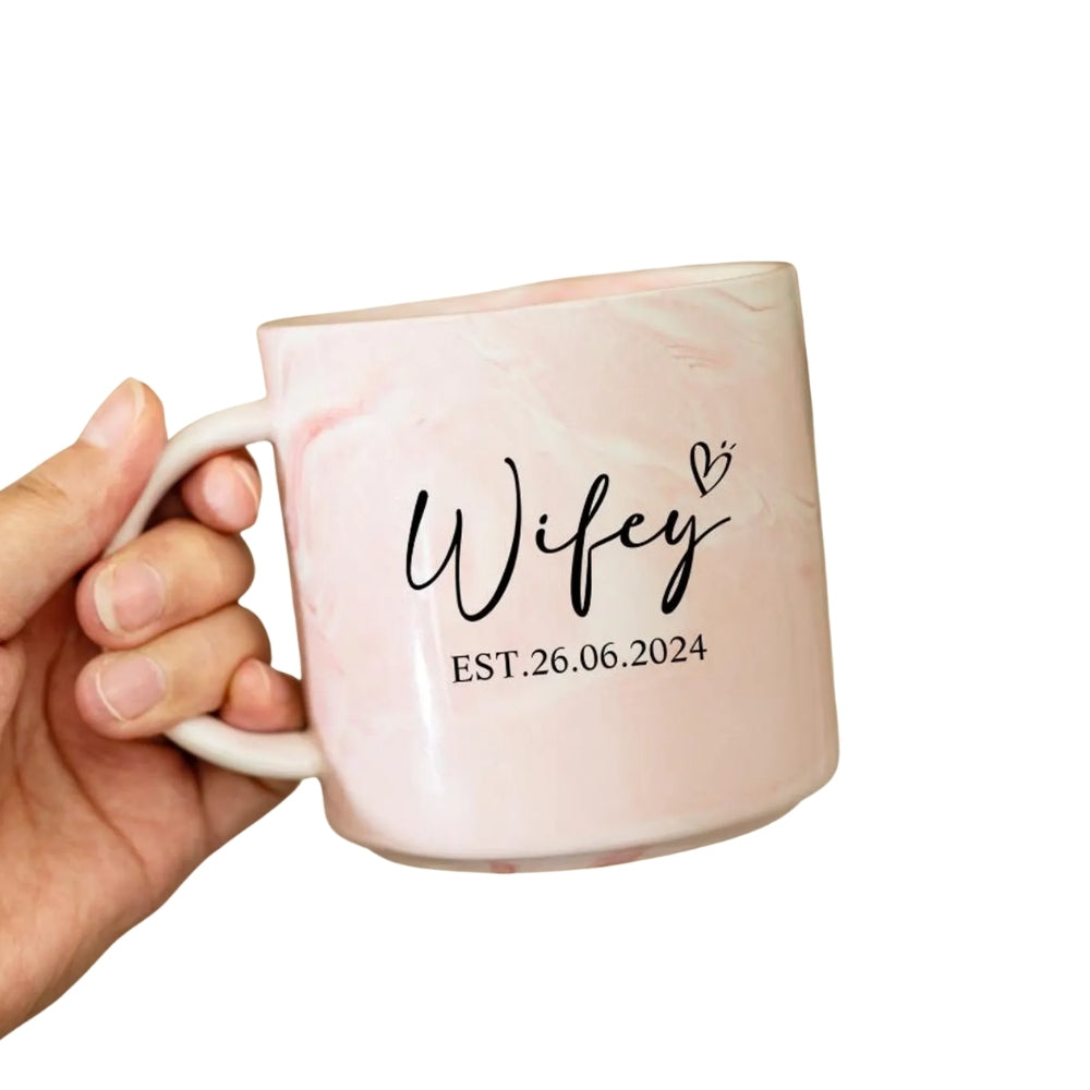 Personalized Mr Mrs Hubby Wifey Mugs, Custom Couple Coffee Mug For Wedding Engagement  WD0007