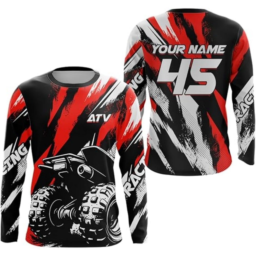 Custom Men's ATV Racing Blue Long Sleeve Jersey, Custom ATV Shirts MZ0018