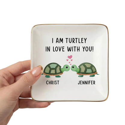 I Am Turtley In Love With You Custom Turtle Couple Jewelry Dish, Custom Turtle Wedding Ring Dish WD0469