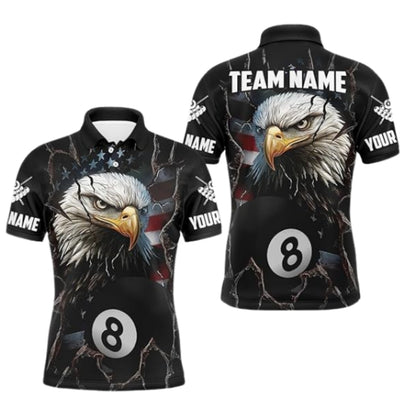 Custom American Eagle  8 Ball Polo Shirt For Mens, Custom Eagle Patriotic Billiard Team Shirts BIZ0259
