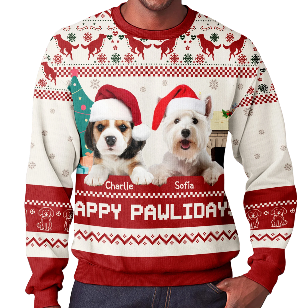 Custom Dog Photo Christmas Ugly Sweatshirt For Men Women, Custom Pet Ugly Christmas Sweater 2D1145