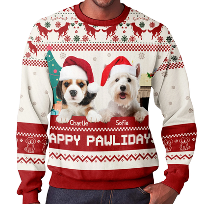 Custom Dog Photo Christmas Ugly Sweatshirt For Men Women, Custom Pet Ugly Christmas Sweater 2D1145