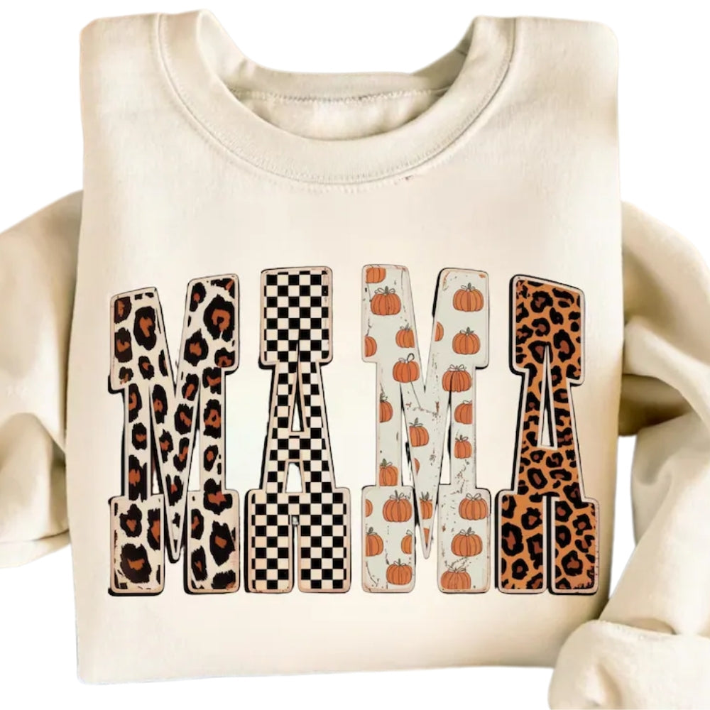 Mama Leopard Pumpkin Sweatshirts, Fall Mom Sweatshirts 2D0937