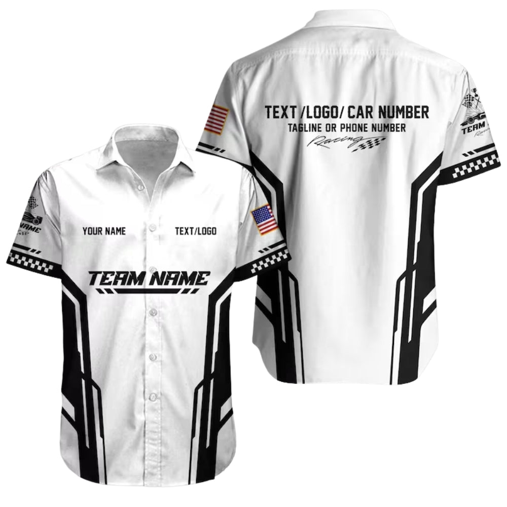 Personalized Racing Car Hawaiian Shirt, Custom Team Race Car Uniform HE0217