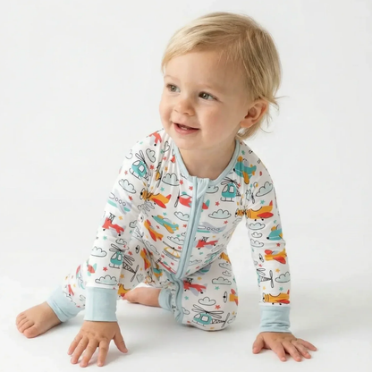Aircraft Helicopters Baby Convertible Romper Zipper, Airplane Baby Romper Convertible BB0822