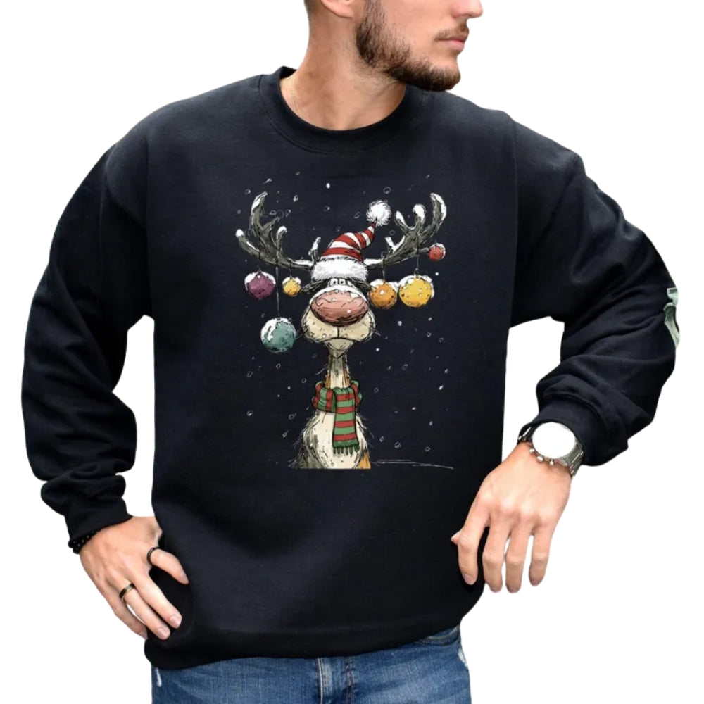Womens Christmas Reindeer Sweatshirt, Vintage Reindeer Sweatshirt 2D0623