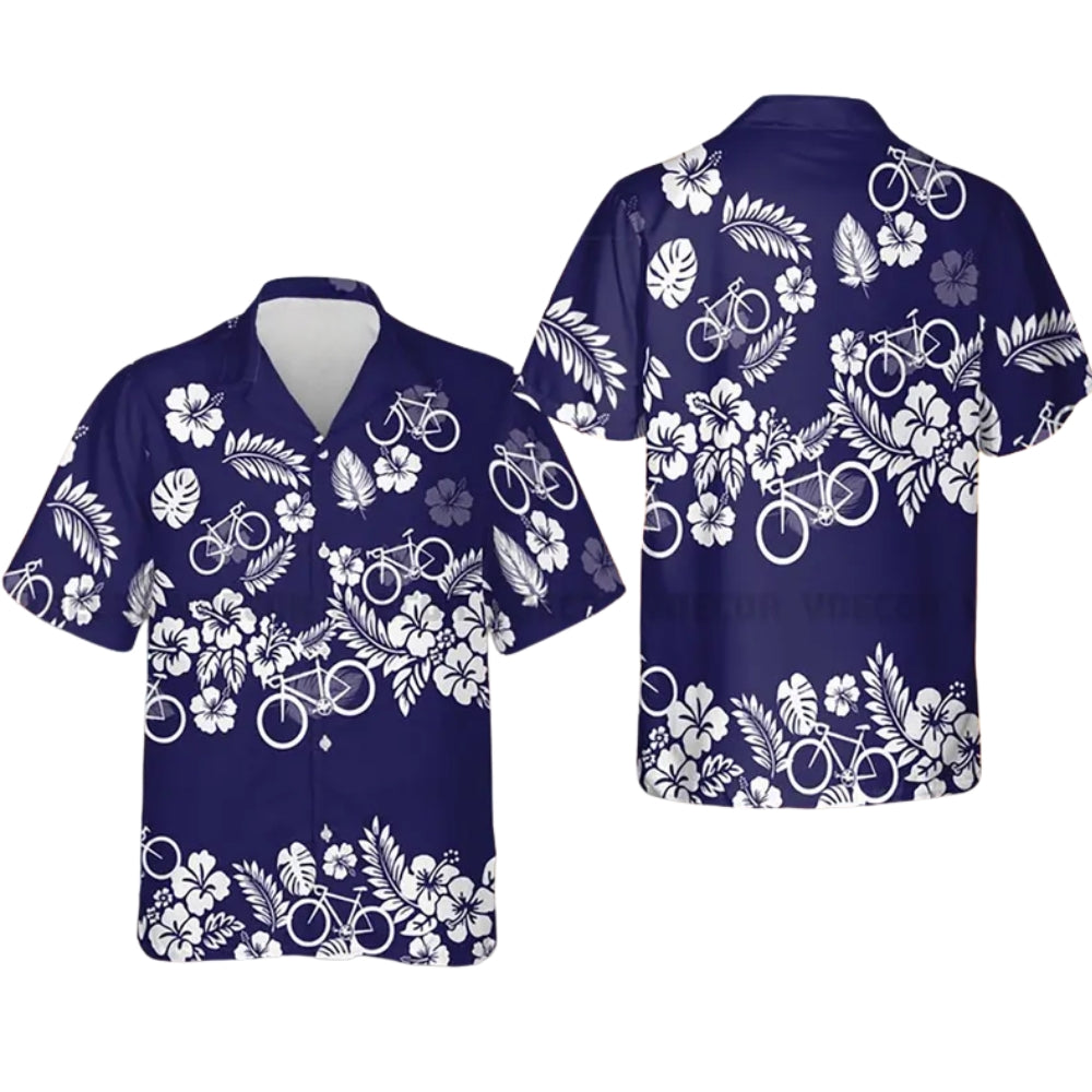Floral Cycling Hawaiian Shirt Men Women, Cycling Tropical Hawaiian Shirt CE0057