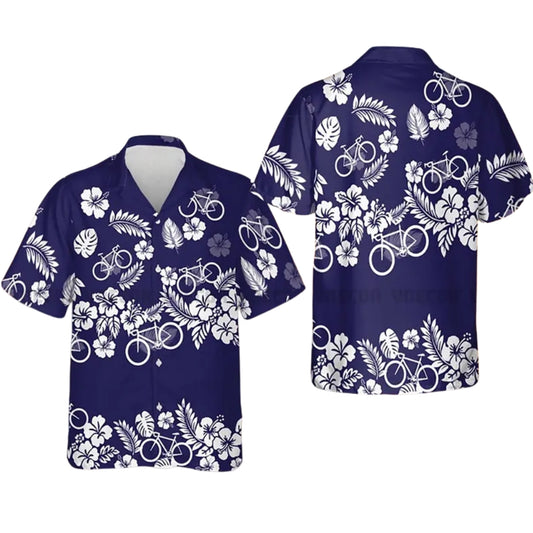 Floral Cycling Hawaiian Shirt Men Women, Cycling Tropical Hawaiian Shirt CE0057