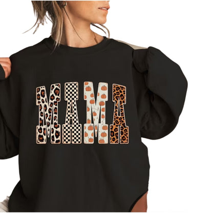 Mama Leopard Pumpkin Sweatshirts, Fall Mom Sweatshirts 2D0937
