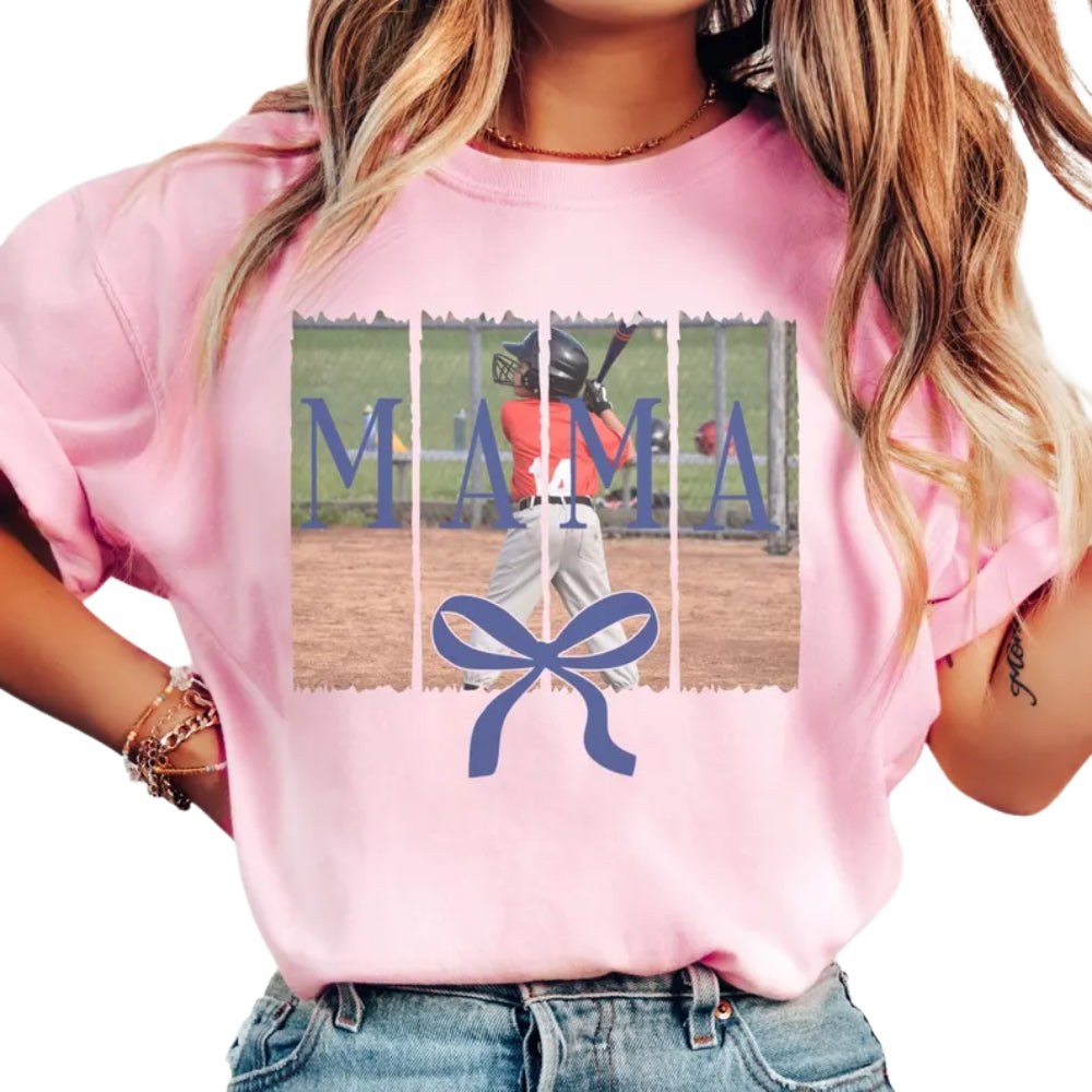 Custom Photo Baseball Mom T Shirts, Personalized Photo Matching Baseball Family Shirts ET0570