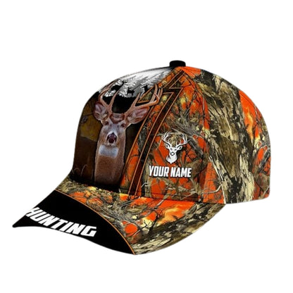 Deer Hunting Custom Orange Camo Baseball Cap, Custom Deer Caps For Hunters CP0257