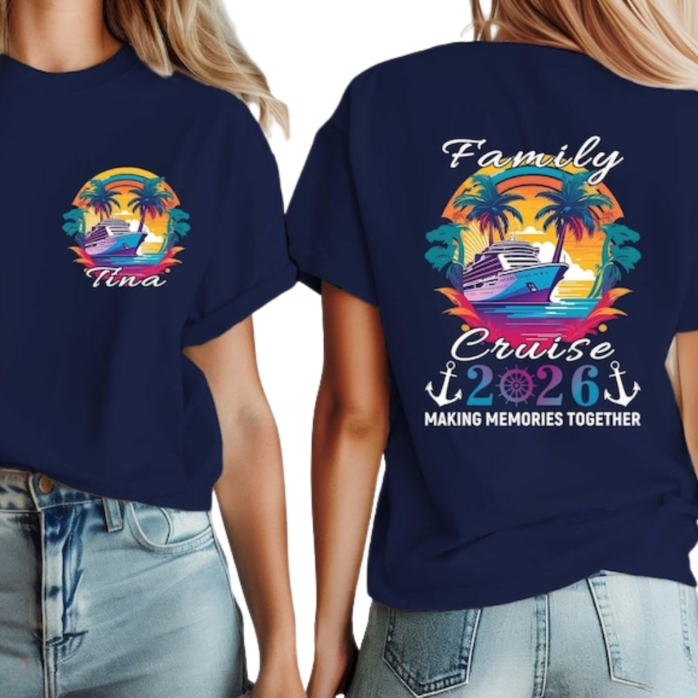 Family Cruise 2026 Making Memories Together Custom Name Matching T Shirts, Custom Family Cruise Trip Shirts ET0144