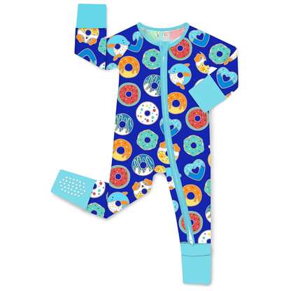 Donut Blue Baby Romper Convertible Zipper, Donut Romper Convertible For Baby BB0415