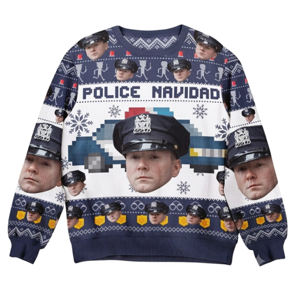 Police Navidad Custom Photo Christmas Ugly Sweatshirt, Custom Police Faces Xmas Sweatshirt 2D1077