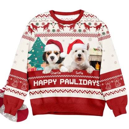 Custom Dog Photo Christmas Ugly Sweatshirt For Men Women, Custom Pet Ugly Christmas Sweater 2D1145