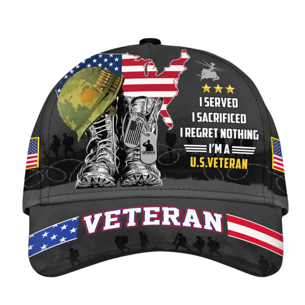 I Served I Sacrificed I Regret Nothing I'm A U.S.Veteran Baseball Cap, US Veteran Military Hats Caps CP0125