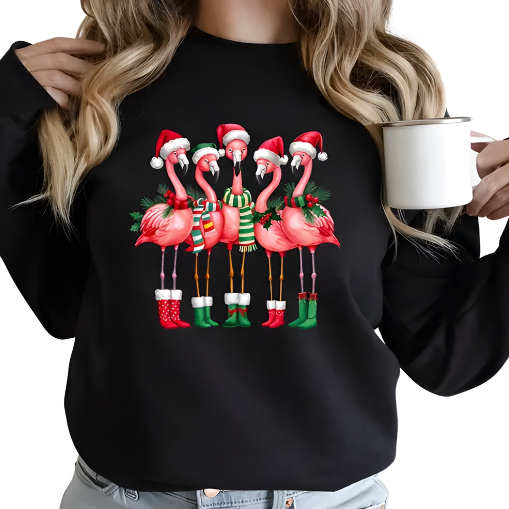 Flamingo Christmas Sweatshirt For Women, Flamingo Merry Christmas Sweatshirt 2D0624