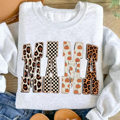 Mama Leopard Pumpkin Sweatshirts, Fall Mom Sweatshirts 2D0937