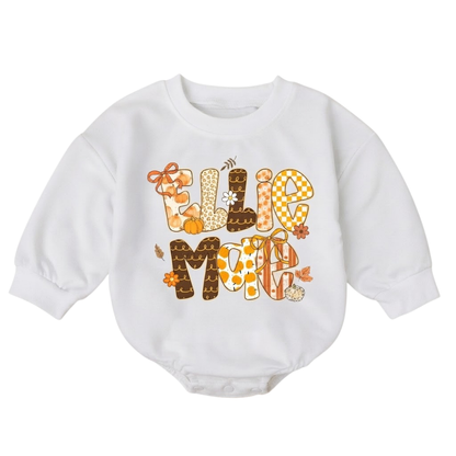Fall Pumpkin Custom Name Baby Romper Sweatshirt, Custom Thamksgiving Romper Sweatshirt Baby BB0887