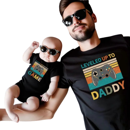 Leveled Up To Daddy Player 2 Has Entered To The Game Matching Dad Son Pregnancy Announcement T Shirt, Game Baby Reveal Matching For Dad Baby ET0974