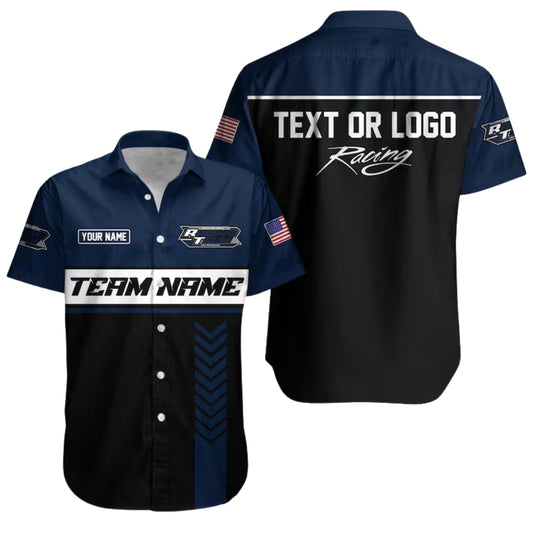 Custom Team Racing Car Hawaiian Shirt With Logo, Personalized Race Car Mechanic Uniforms HE0218