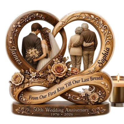50th Wedding Anniversary Custom Layer Wooden Plaque, Custom Golden Wedding Keepsake Wooden Block WD0883